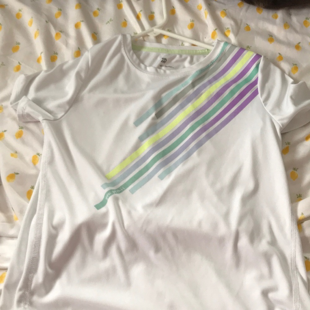 White Athletic shirt with stripes of color